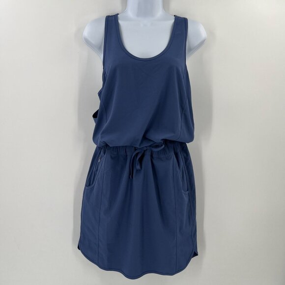 Patagonia Fleetwith Travel Dress M Blue Tank Drawstring Waist Stretch Active - Picture 13 of 13